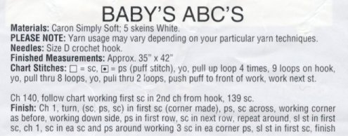 Crochet Baby Blanket Size Chart
