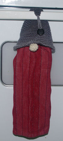 Gnome No Sew Dish Towel Topper Free Crochet Pattern