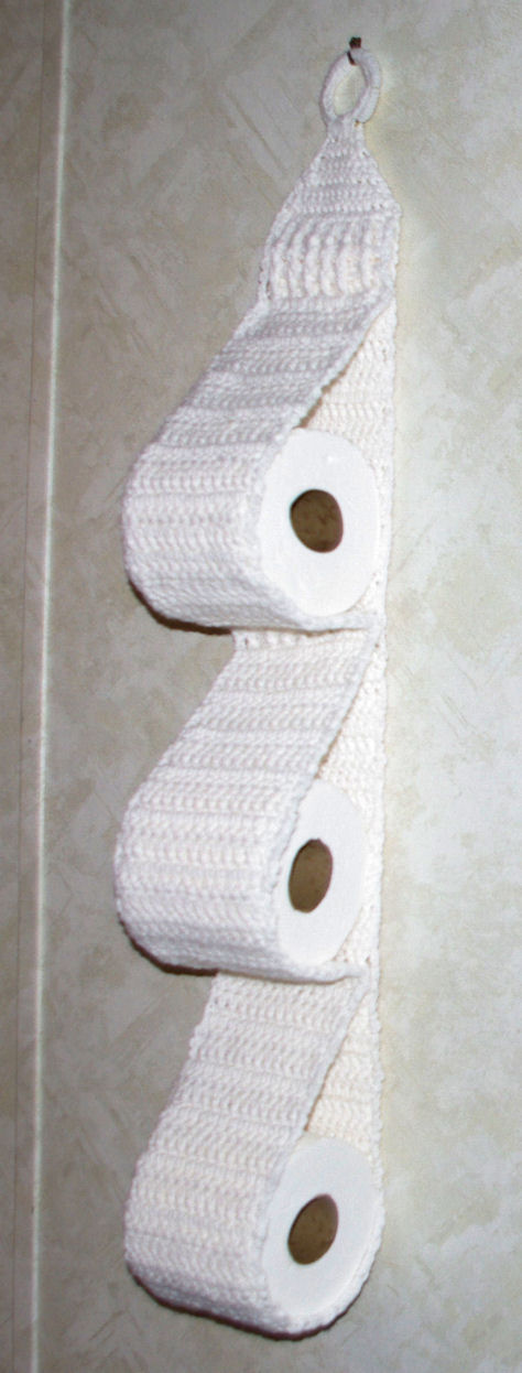 Hanging Three Roll Toilet Tissue Holder Free Crochet Pattern