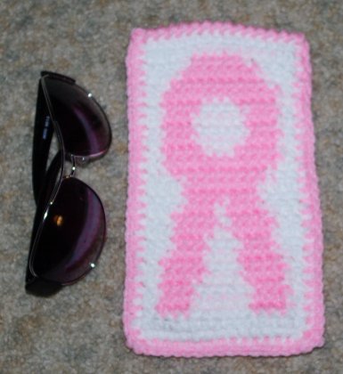 Pink Ribbon Eye Glass Case Crochet Pattern