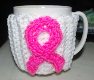 Pink Ribbon Mug Cozy Free Crochet Pattern