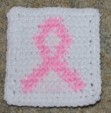 Row Count Breast Cancer Ribbon Coaster Crochet Pattern