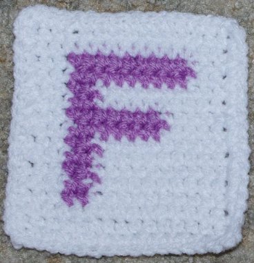 Row Count "F" Coaster Crochet Pattern