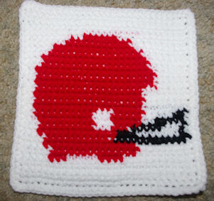 Row Count Football Helmet Afghan Square Crochet Pattern