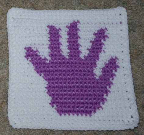 Row Count Handprint Afghan Square Crochet Pattern