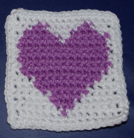 Row Count Purple Heart Coaster Crochet Pattern